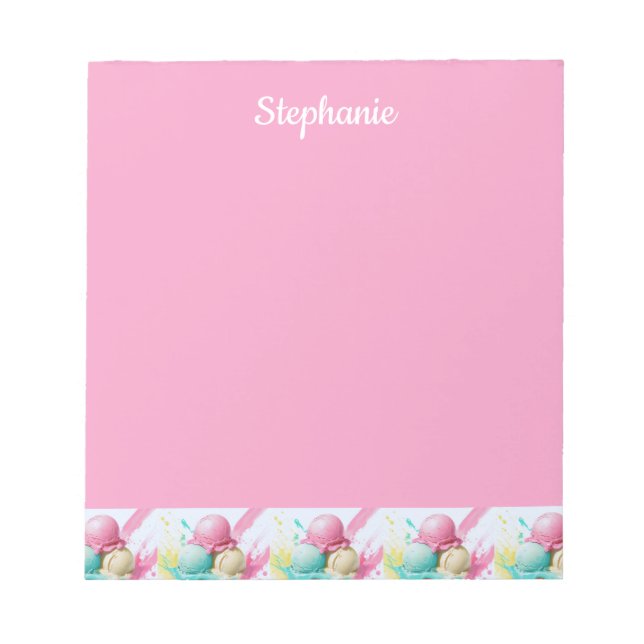 Bloc-note Motif de crème glacée sur Pink Sweet Nom personnal (Devant)