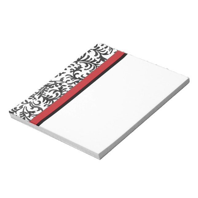 Bloc-note Motif de Damas florales rouge et noire (Tourné)