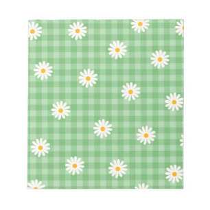 Bloc-note Motif de  de Fleur En vichy à carreaux verts