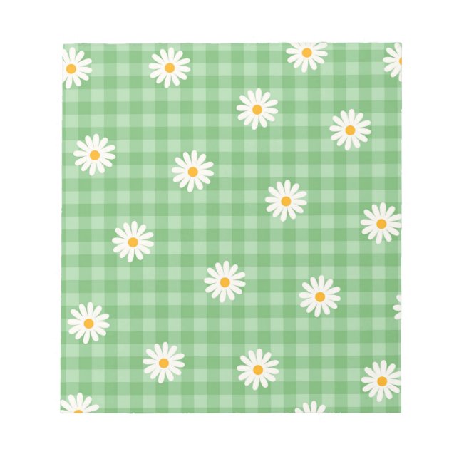 Bloc-note Motif de  de Fleur En vichy à carreaux verts (Devant)