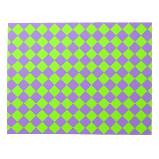 Bloc-note Motif de diamant Purple Green Checker (Devant)
