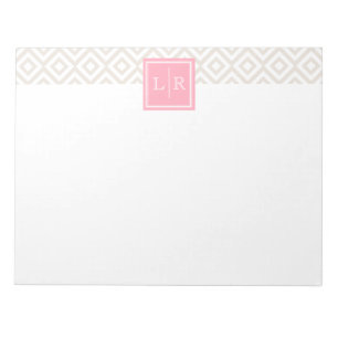Bloc-note Motif de diamants de lin et monogramme