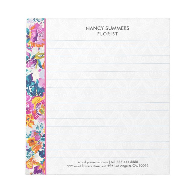 Bloc-note Motif de fleur coloré (Devant)