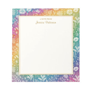 Bloc-note Motif de fleur florale arc-en-ciel coloré personna