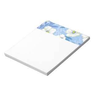 Bloc-note Motif de fleurs aux feuilles florales sur fond ble