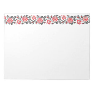 Bloc-note Motif de fleurs de roses rouges à point croisé