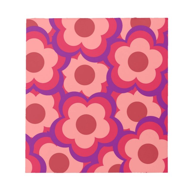 Bloc-note Motif de fleurs hippie rétro couleur gras (Devant)