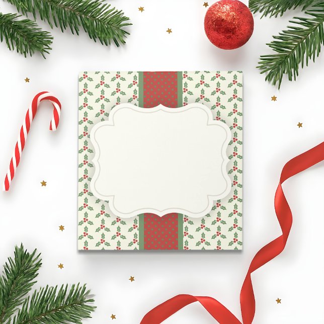 Bloc-note Motif de houx de Noël Feuilles de houx vertes Baie (Créateur téléchargé)