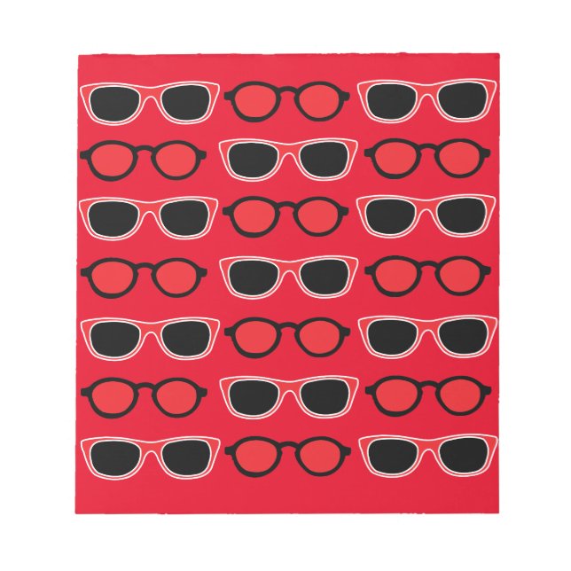 Bloc-note Motif de lunettes de soleil noir rouge (Devant)