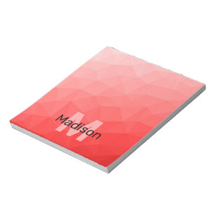 Bloc-note Motif de maillage géométrique à l'ombre rouge