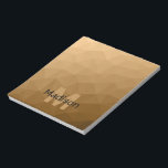 Bloc-note Motif de maillage géométrique marron Monogramme<br><div class="desc">Bloc-notes personnalisé Monogramme pour l'école et le bureau avec votre initiale et votre nom personnalisés. Maillage géométrique triangulaire avec dégradé ombré brun clair foncé.</div>