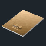 Bloc-note Motif de maillage géométrique marron Monogramme<br><div class="desc">Bloc-notes personnalisé Monogramme pour l'école et le bureau avec votre initiale et votre nom personnalisés. Maillage géométrique triangulaire avec dégradé ombré brun clair foncé.</div>