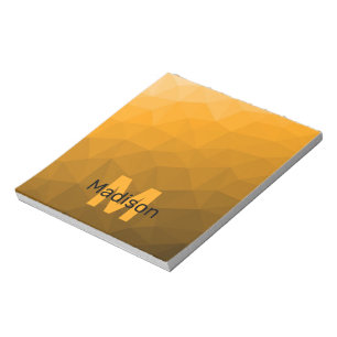 Bloc-note Motif de maillage géométrique ombré orange Monogra