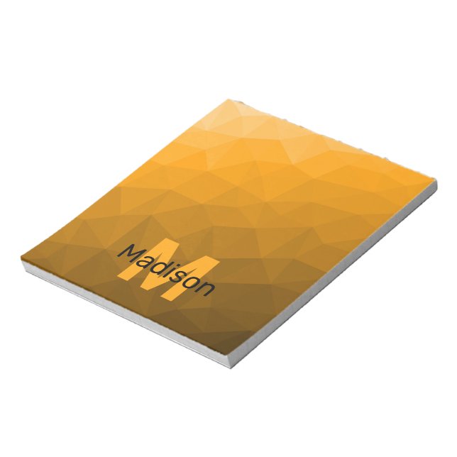 Bloc-note Motif de maillage géométrique ombré orange Monogra (Tourné)