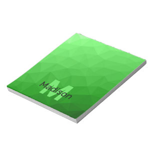 Bloc-note Motif de maillage géométrique vert clair Monogramm