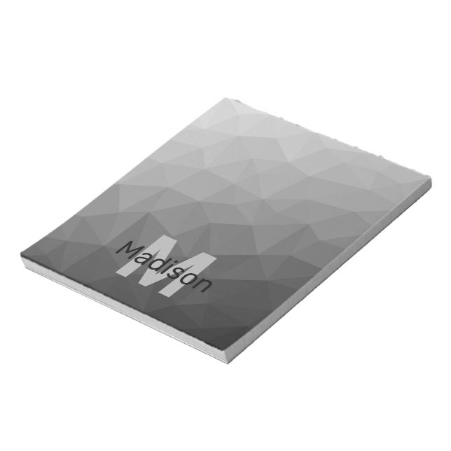 Bloc-note Motif de maille géométrique gris clair Monogramme (Tourné)