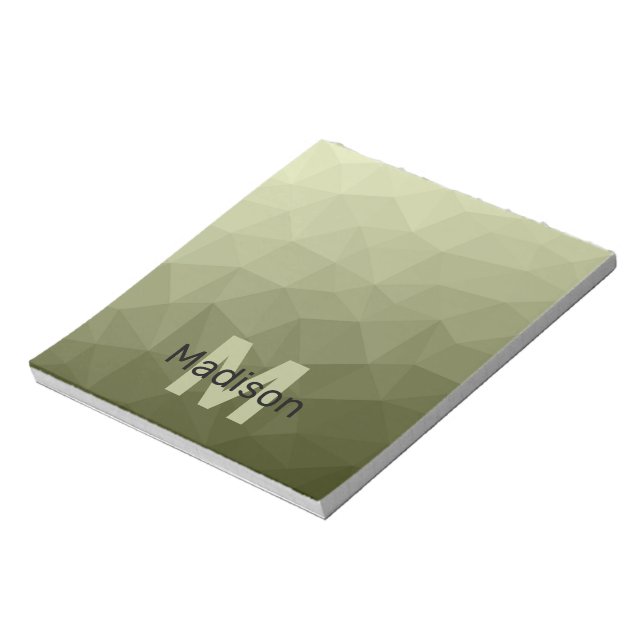 Bloc-note Motif de maille géométrique vert de l'armée Monogr (Tourné)