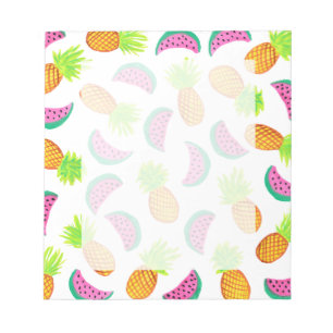 Bloc-note motif de pastèque coloré à l'aquarelle d'ananas