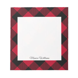 Bloc-note Motif De Plaid De Buffalo À Coche Rouge Et Noir