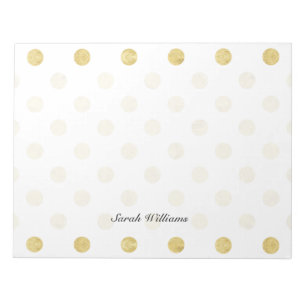 Bloc-note Motif de point élégant de polka de feuille d'or