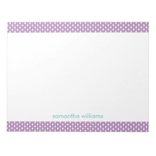 Bloc-note Motif de points et de bandes de lavande personnali