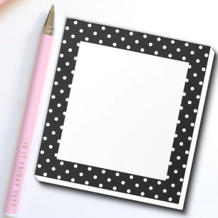 Bloc-note Motif de points Polka blanc et noir