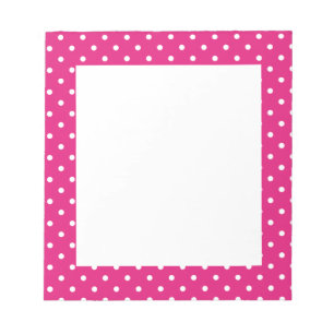Bloc-note Motif de points Polka blanc et rose chaud