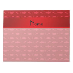 Bloc-note motif de thon rouge de nom personnalisé