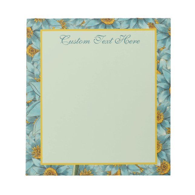 Bloc-note Motif de tournesol bleu jaune élégant (Devant)