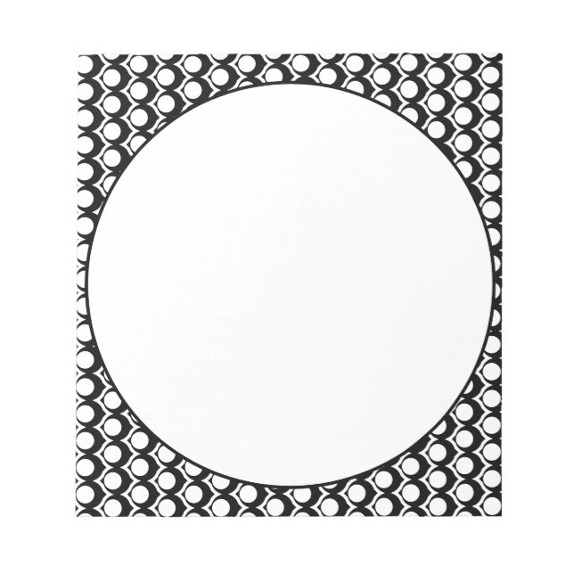 Bloc-note Motif de treillis de cercle noir et blanc moderne  (Devant)