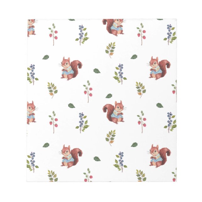 Bloc-note Motif d'écureuil et de baies de forêt (Devant)