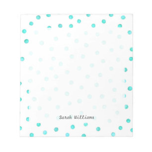Bloc-note Motif des points Confetti Blancs Turquoises