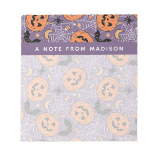Bloc-note Motif d'Halloween violet Jack-O-lanterne