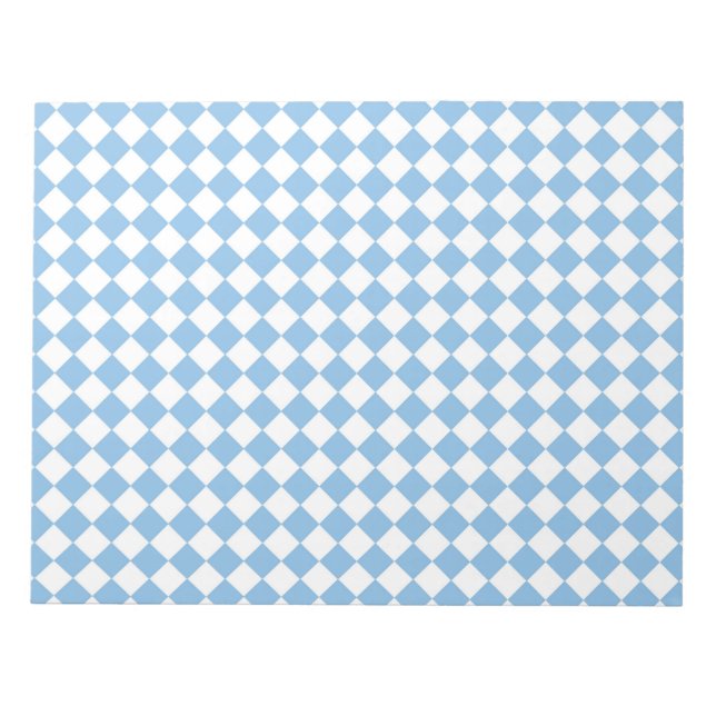 Bloc-note Motif diamant à carreaux bleu blanc (Devant)