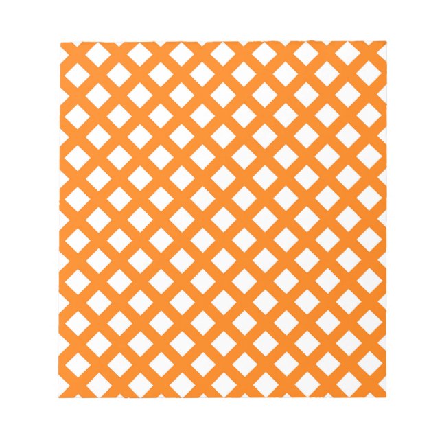 Bloc-note Motif diamant à carreaux orange blanc (Devant)