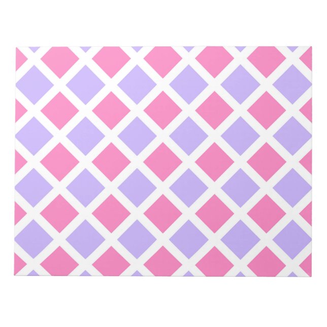 Bloc-note Motif diamant à carreaux rose violet (Devant)