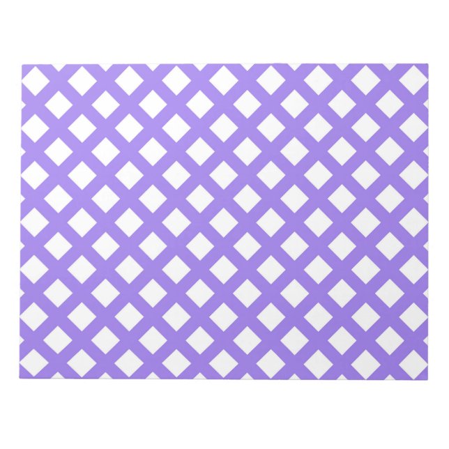 Bloc-note Motif diamant à carreaux violet blanc (Devant)