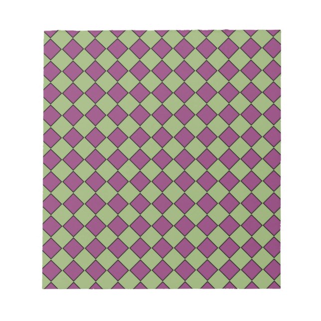 Bloc-note Motif diamant à carreaux violet vert (Devant)