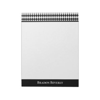 Bloc-note Motif Diamant noir et blanc Personnalisé