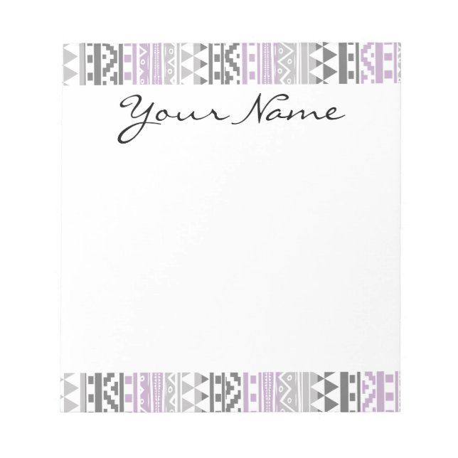 Bloc-note Motif d'impression tribal Aztec géométrique gris v (Devant)