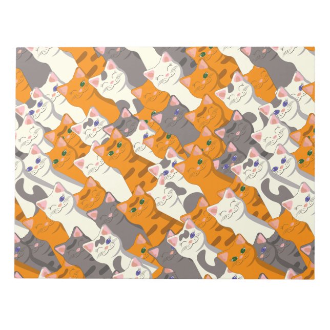 Bloc-note Motif en diagonale du chat noir blanc gingembre (Devant)