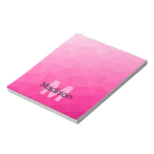 Bloc-note Motif en maille géométrique rose vif Monogramme