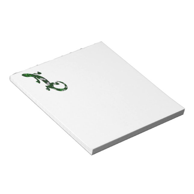 Bloc-note Motif en mosaïque verte Gecko Lizard Reptile Art (Incliné)