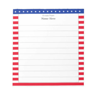 Bloc-note Motif étoile et rayures rouges et blanches