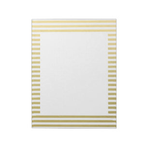 Bloc-note Motif Faux Gold Foil White Stripes