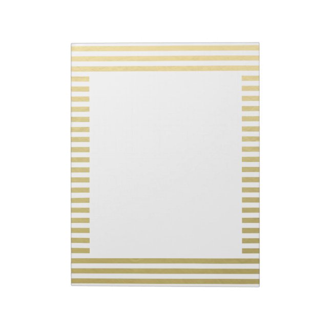 Bloc-note Motif Faux Gold Foil White Stripes (Tourné)