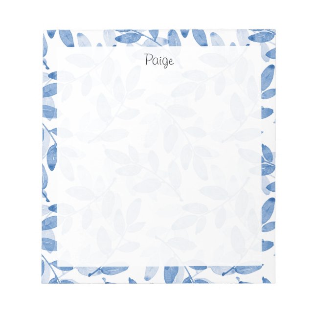 Bloc-note Motif Feuille d'aquarelle bleu (Devant)