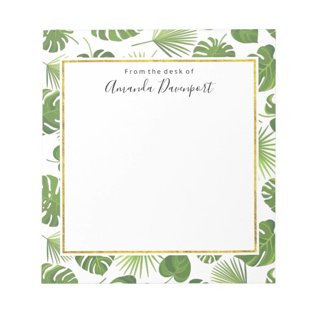 Bloc-note Motif Feuille élégant Green Tropical (Devant)