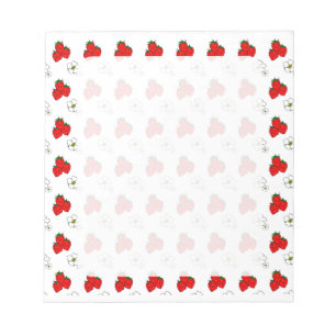 Bloc-note Motif Fleur et Fraise Rouge Rétro
