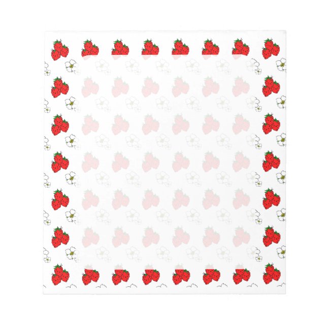 Bloc-note Motif Fleur et Fraise Rouge Rétro (Devant)